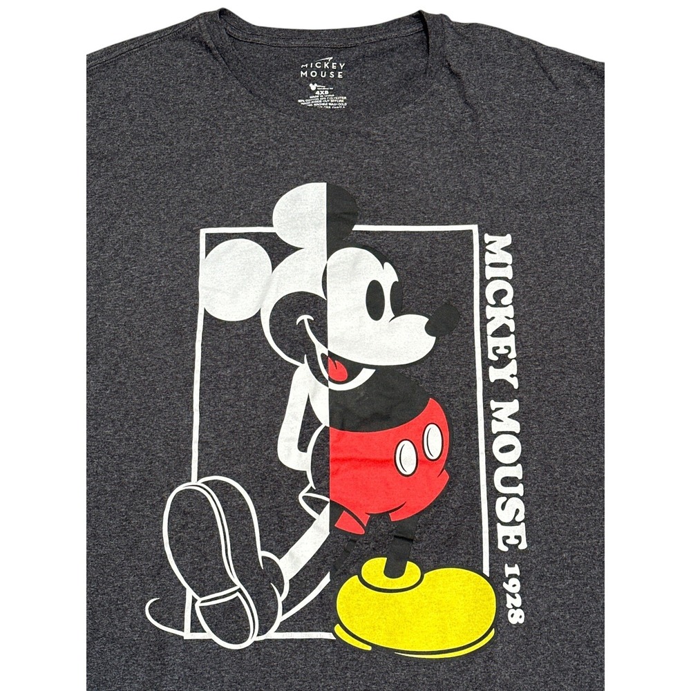 Disney Mickey Mouse 1928 Gray T-Shirt Men's Size 4XB 60% Cotton 40% Polyester